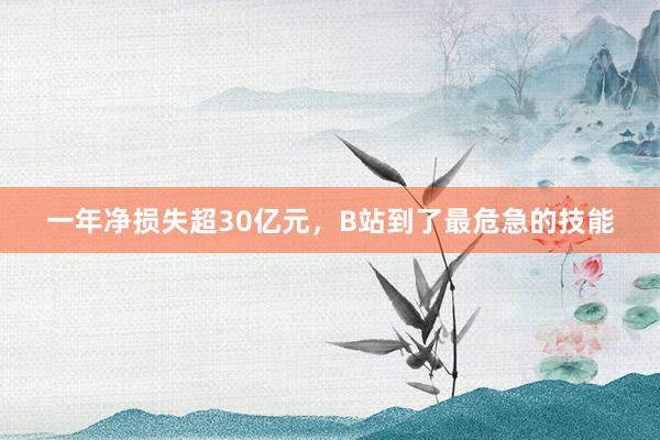 一年净损失超30亿元，B站到了最危急的技能