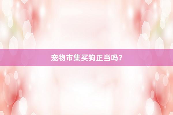 宠物市集买狗正当吗？